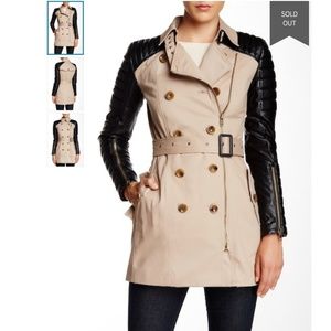Walter Baker Quilted Faux Leather Accent Trench